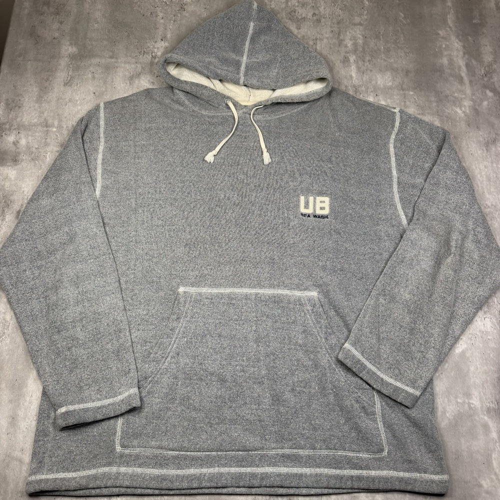 UnionBay Raglan Sleeve Pullover Hoodie Gray Mens Large UB Sea Wash Sweatshirt